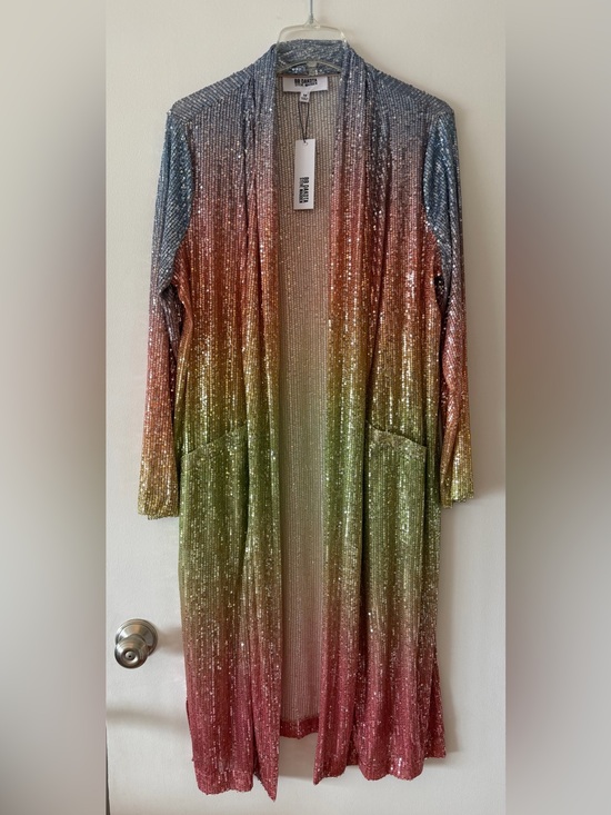 BB Dakota by Steve Madden Jackets & Blazers - NWT BB Dakota by Steve Madden Rainbow Sequin Ombre Duster Cardigan Jacket M
